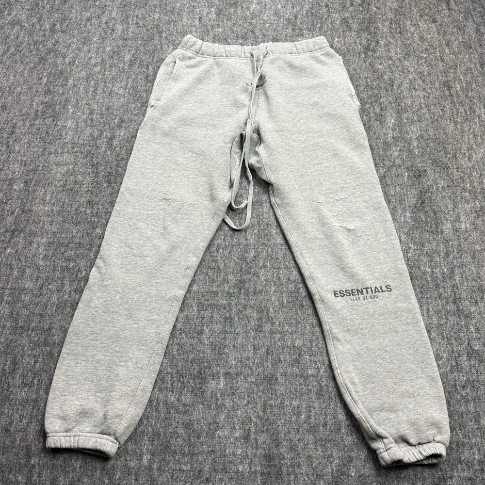Fear Of God Essentials Sweatpants Men’s XS Gray Distressed Joggers Fleece