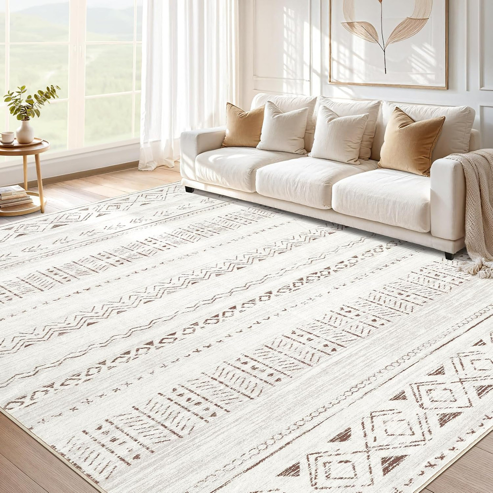 5X7 Area Rug Living Room: Washable Boho Rugs with Non Slip Backing Large Soft In