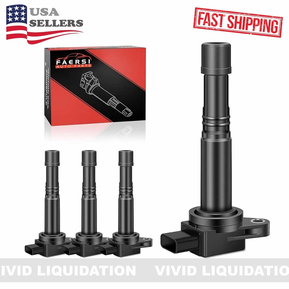 4-Pack Ignition Coils for Honda Civic Si RSX CSX 2.0L Accord CR-V Element 2.4L
