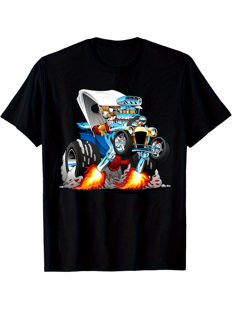 Men's & Women's Retro Hotrod T-Shirt - 220gsm Heavyweight Cotton Dragster Car