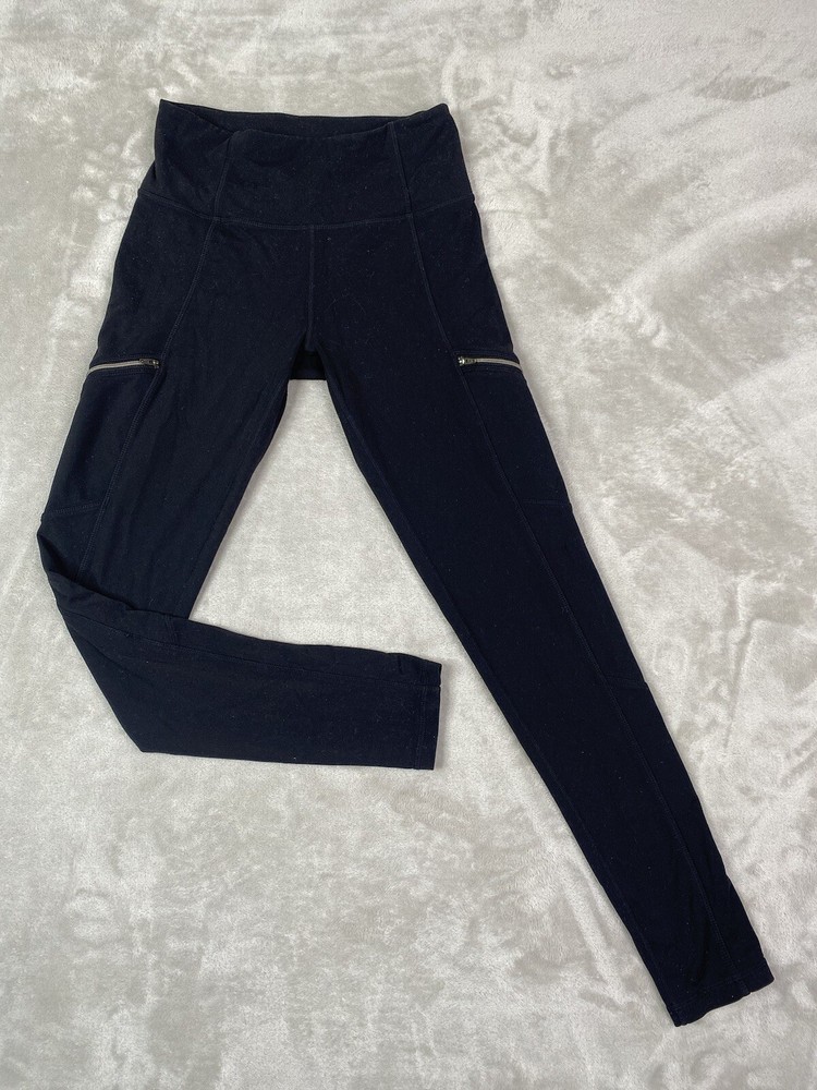 Athleta Metro Drifter Tight Leggings Zipper Pockets Black Womens Small RN#54023