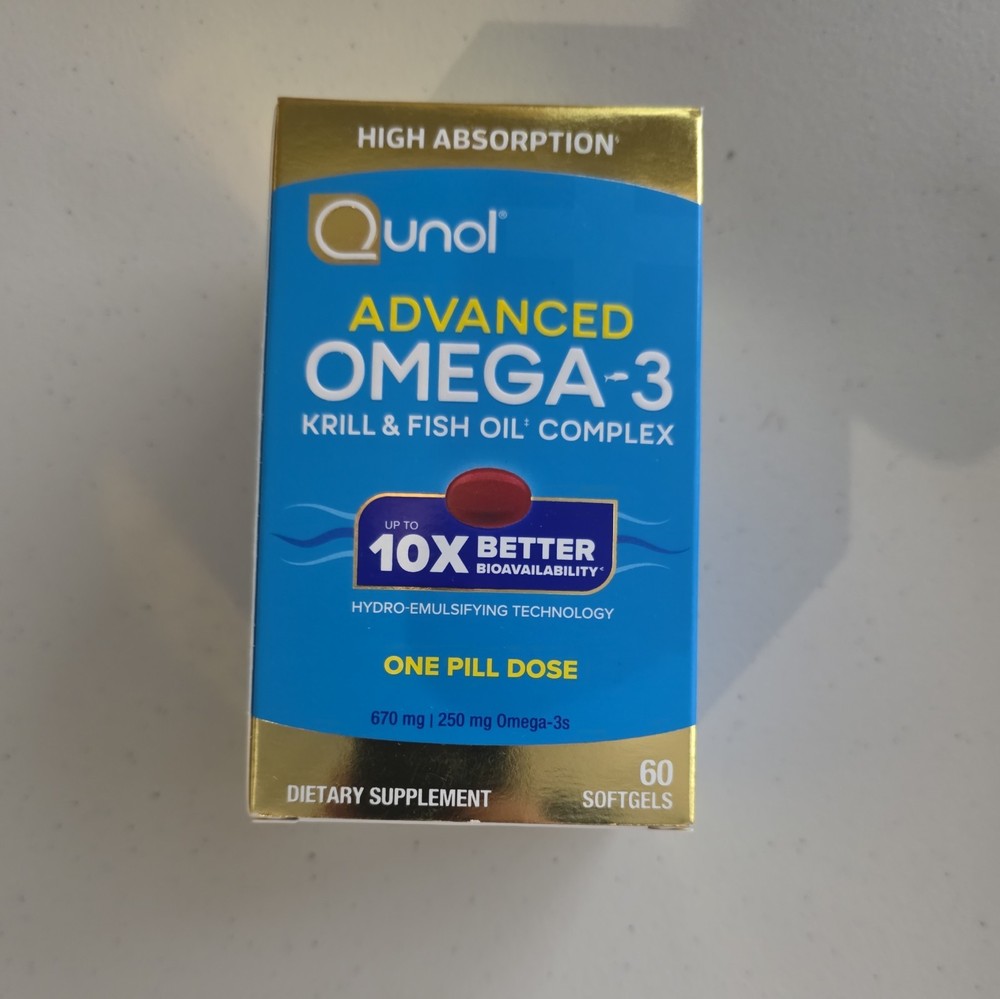 Qunol Advanced Omega 3 Krill & Fish Oil Complex 250Mg 60 Gels Exp 11/2025