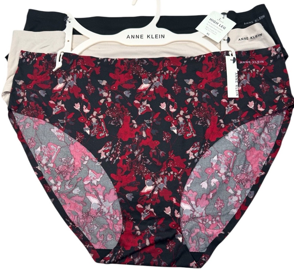 ANNE KLEIN 3-Pair High Leg No Visible Panty Brief Underwear Polyester Size XL