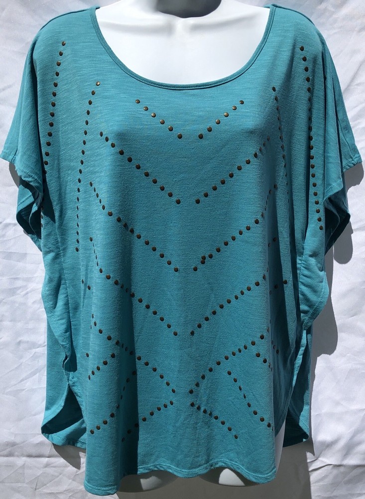 Teal Studded Western Flutter Sleeve Top by Bit & Bridle