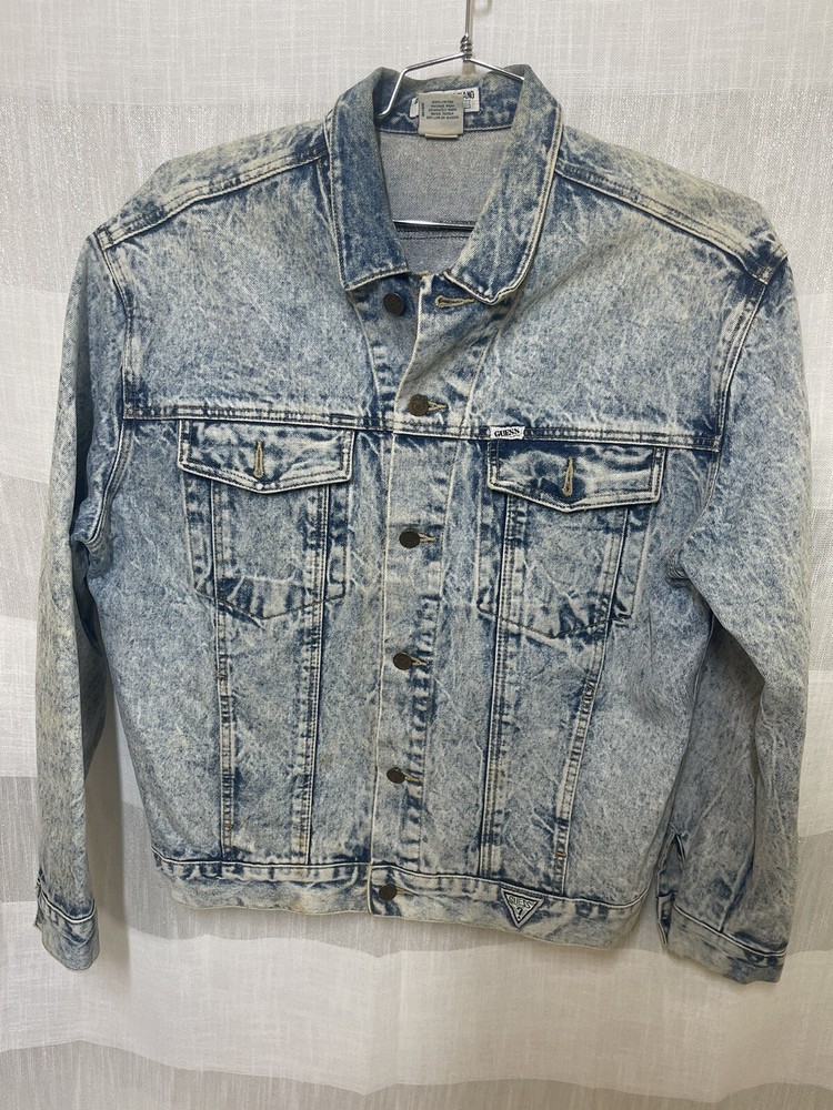 Vintage Georges Marciano Guess Denim Jacket Mens Med Jean USA Made Acid Wash