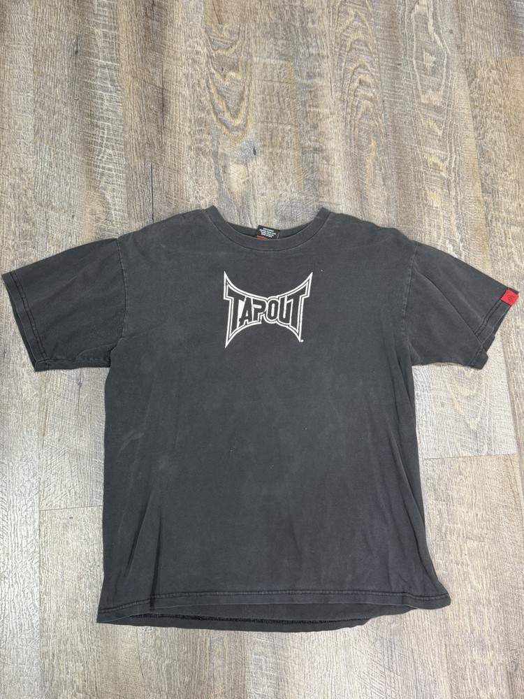 Vtg Tapout T Shirt Size Large Double Sided Embossed Graphic Logo Y2K MMA UFC