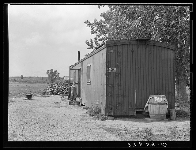 Photo:Treasure County Montana 1939 Boxcar Home for Sugar Beet Workers