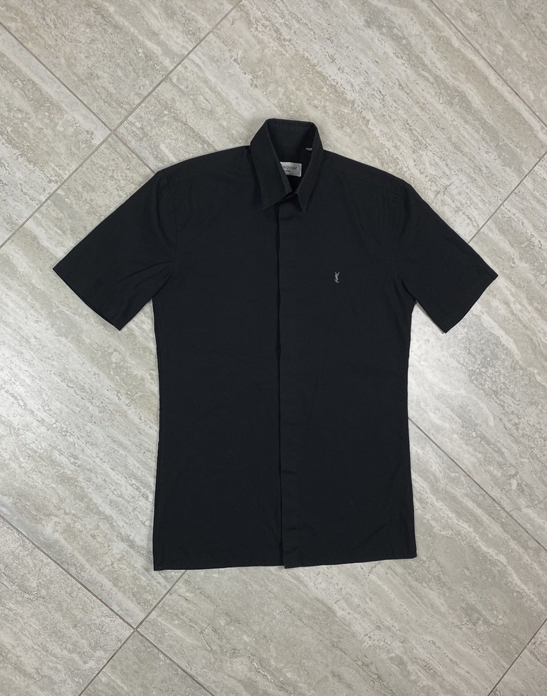Vintage Yves Saint Laurent Black Short Sleeve Button Up Shirt Size S