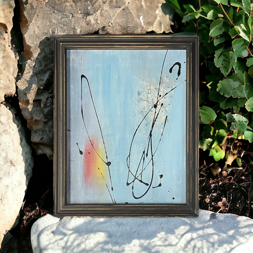 Original Large Framed Mixed Media Abstract Art Painting 21x17 