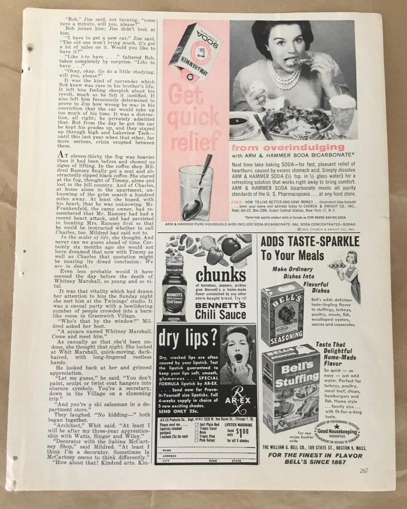 Arm & Hammer baking soda print ad 1963 orig vintage 1960s retro art diet binging