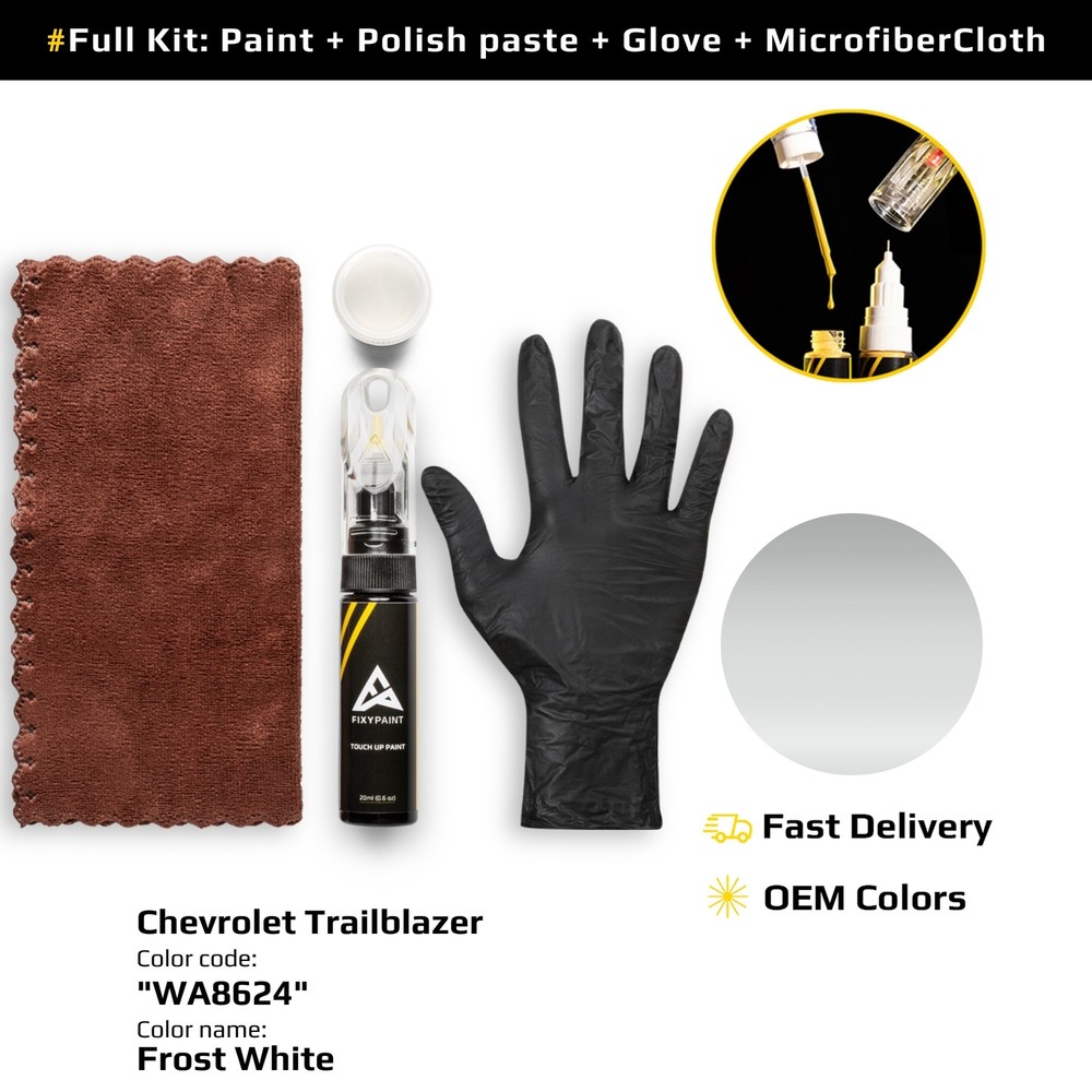 Touch up Paint for Chevrolet Trailblazer Code: WA8624 Frost White Exact Match
