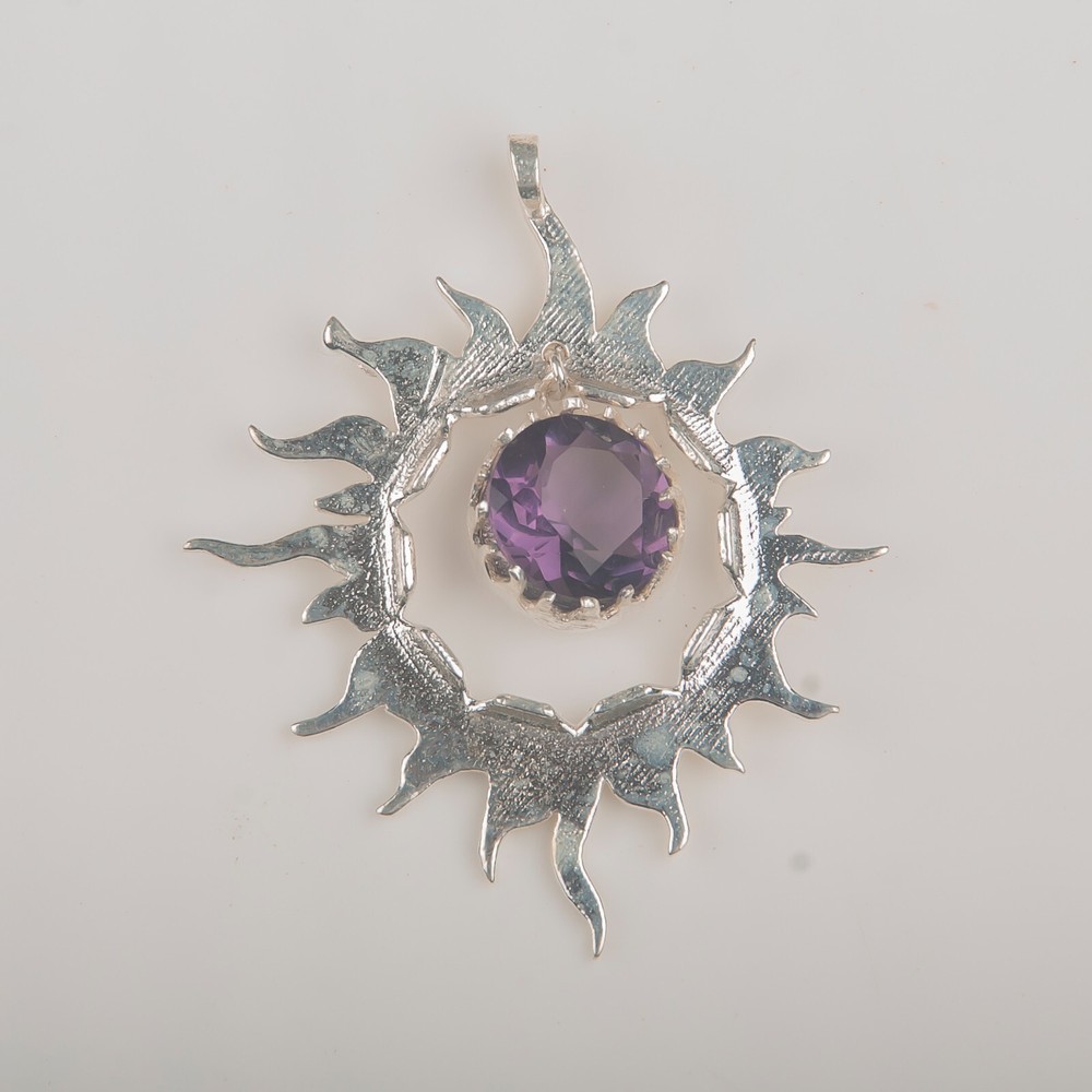 Gift For Women Pendant Fashion 925 Sterling Silver Natural Amethyst Gemstone