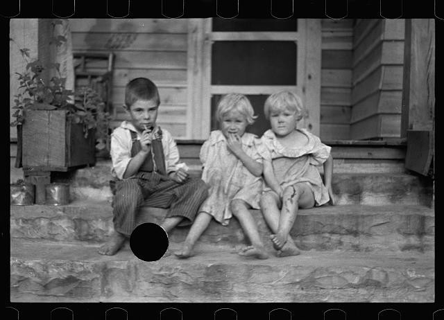 Skyline Farms Alabama 1935 Children of Resettlement Farmer Porch Photo