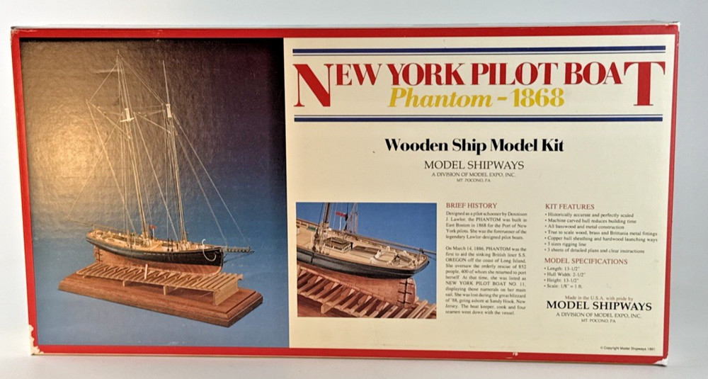 Model Shipways New York Pilot Boat Phantom 1868 Wooden Ship Model Kit #2027 USA