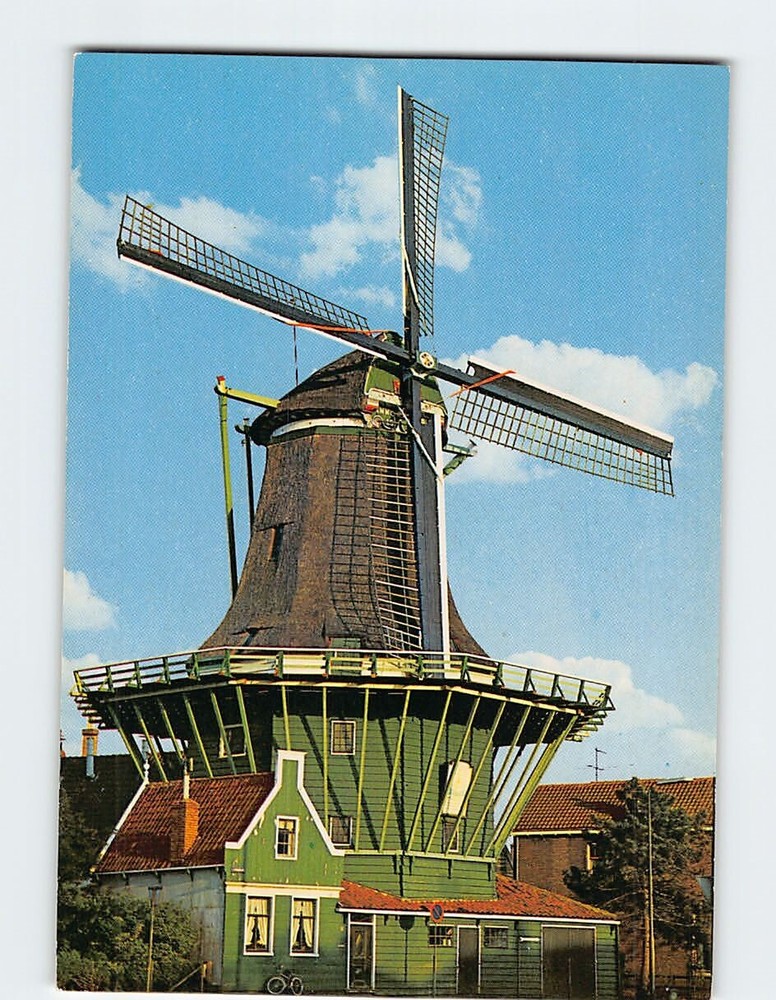 Postcard Corn-mill Windmill Zaandijk Netherlands