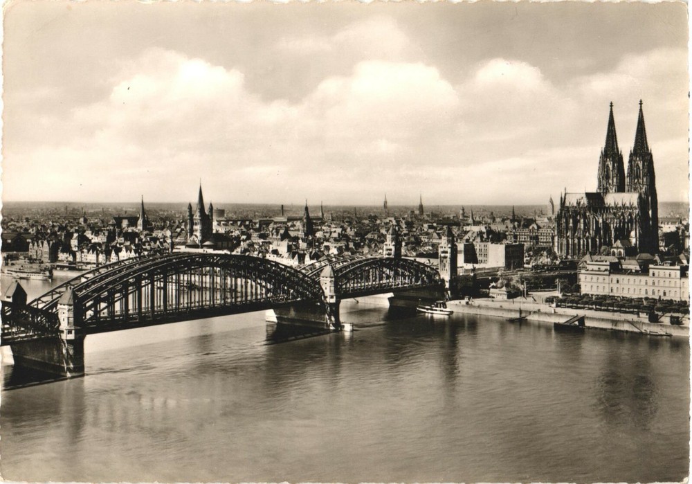 View of Hohenzollern Bridge, Cathedral, Cologne On The Rhine, Germany Postcard