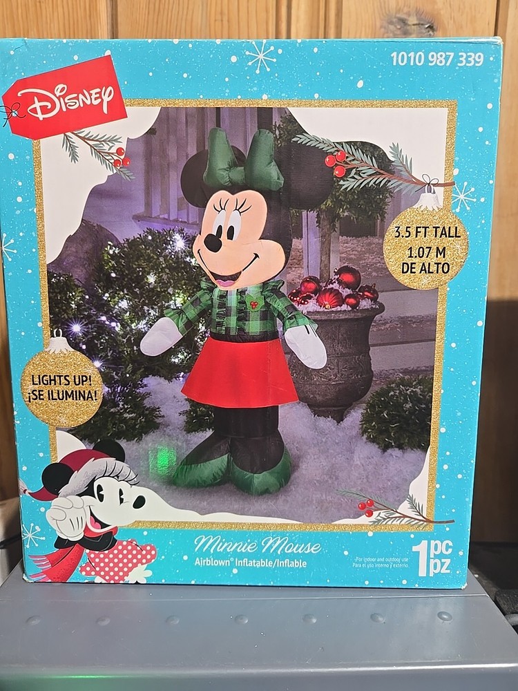 LED Woodland Minnie Inflatable Christmas Decoration 3.5 ft Green Shirt