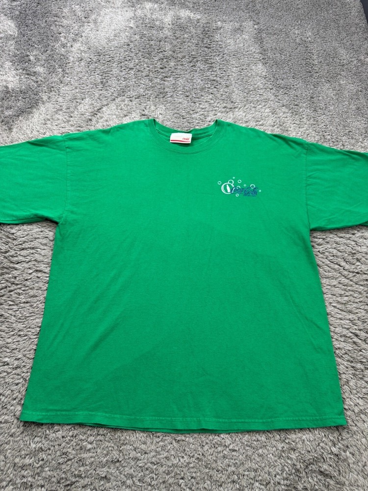 Vtg Coca Cola Shirt Men 2XL Green Soda Pop Coke Soft Drink Crewneck Y2K 90s