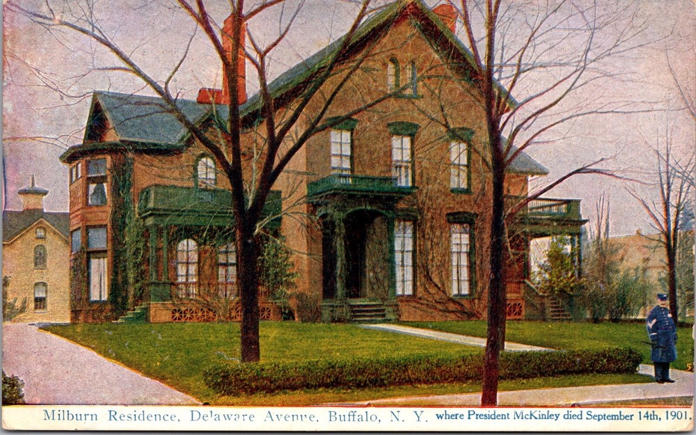 Postcard Milburn Residence on Delaware Avenue in Buffalo, New York