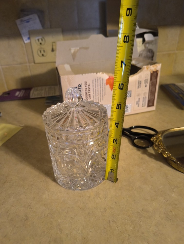 Vintage Crystal Heavy Lead Biscuit, Cookie, Candy Jar / Canister Approx 6” Tall