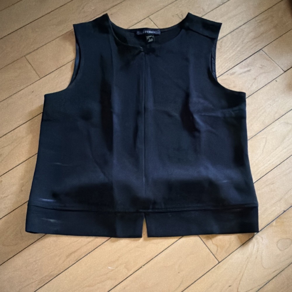 Eileen Fisher Black Silk Sleeveless Wide Strap Pullover Round Neck Blouse L
