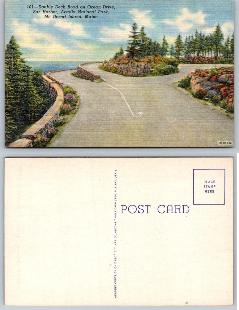 Acadia National Park Double Deck Road Ocean Drive Bar Harbor Maine Linen-image