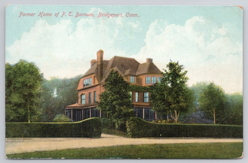 P.T. Barnum Home Bridgeport CT Postcard 1909 Litho-Chrome