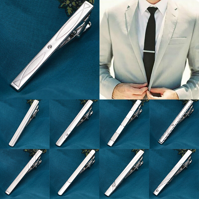 Bar Clasp Necktie Jewelry Accessories Tie Clip fitting Colourful Men Silver Gift