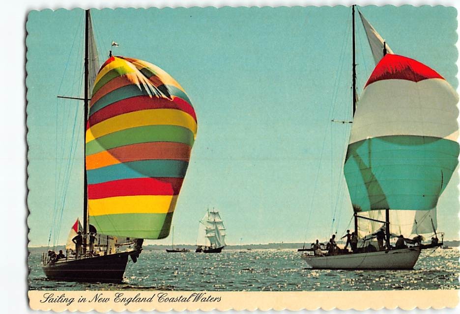 Postcard Sailing in New England Coastal Waters New England USA