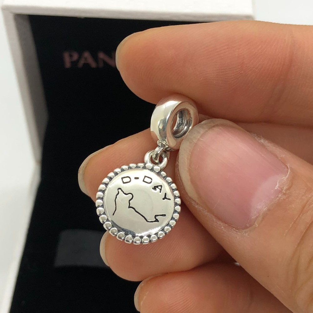 Pandora D-Day Normandy Landings Personalised Charm Map Charm S925 Silver