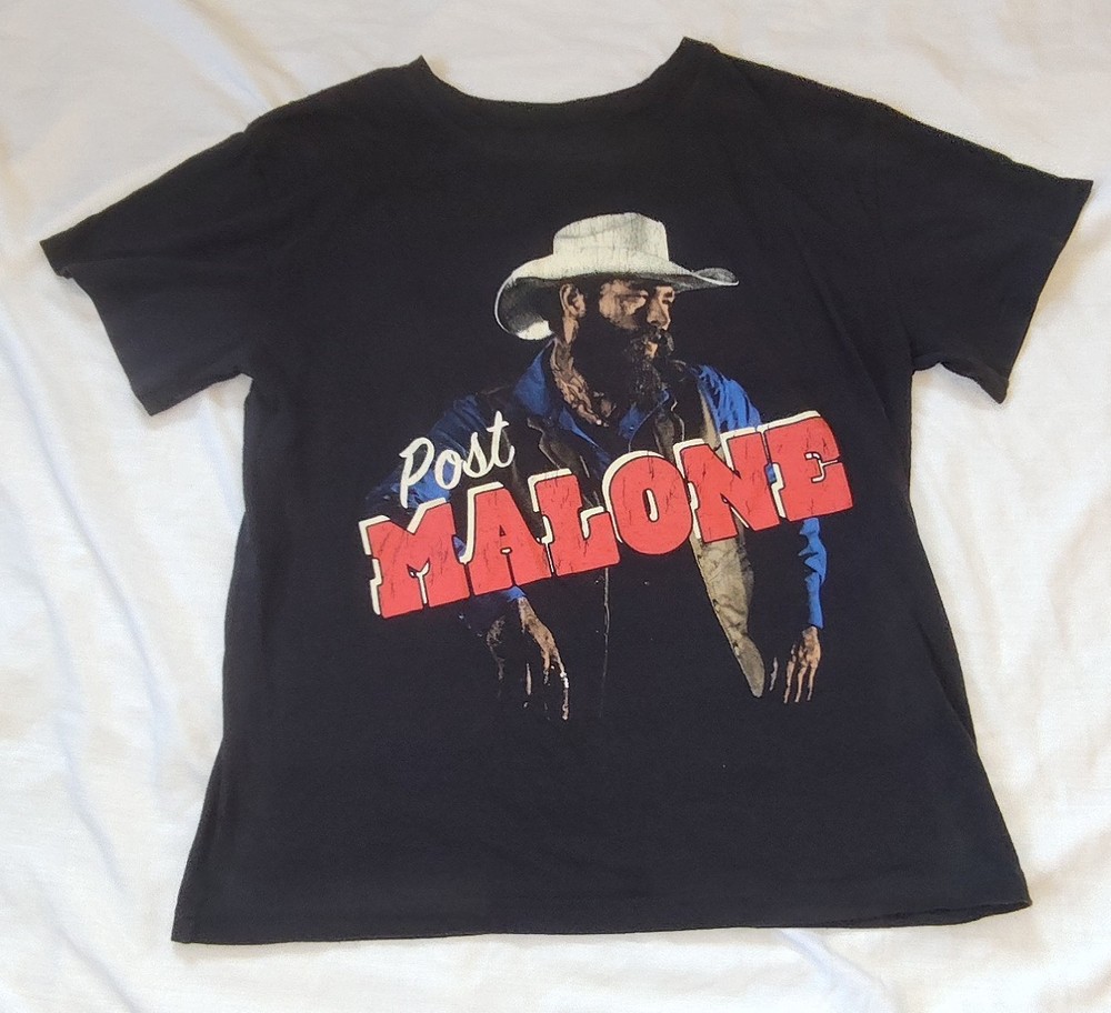 Posty Co Post Malone Womens L Black Graphic T-Shirt Western Cowboy Music Tee