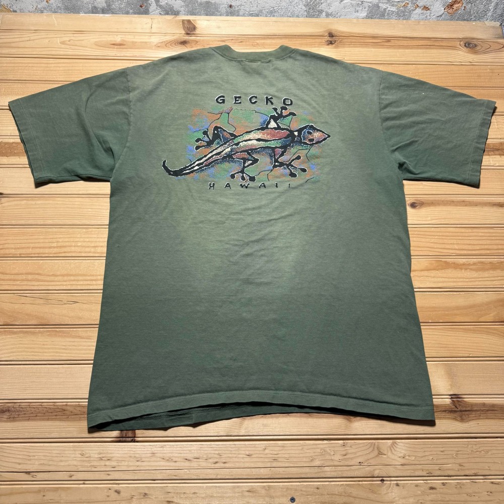 Vintage 90s Crazy Shirts Gecko Hawaii Beach Surf Graphic Souvenir T-Shirt - XL