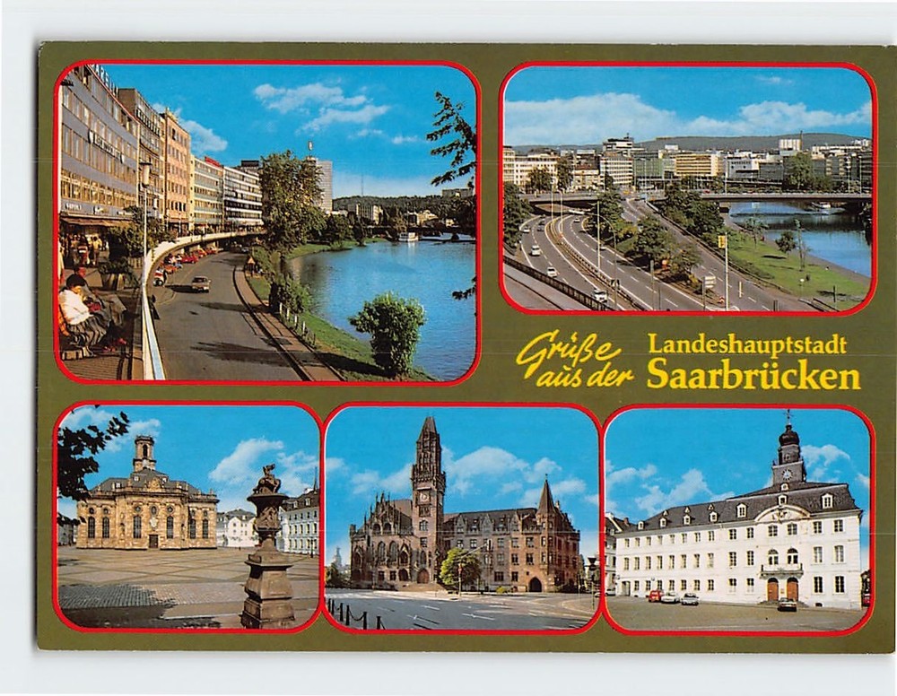 Postcard Grusse aus der Landeshauptstadt Saarbrücken Germany