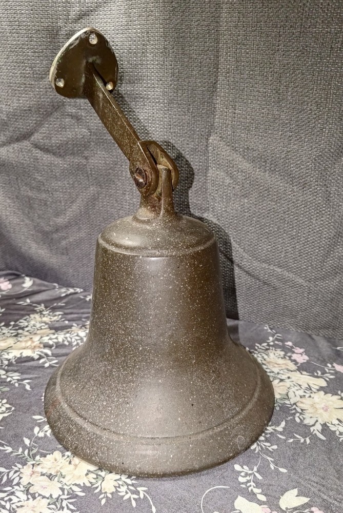 Large Vintage Solid Brass Nautical Bell With Wall Mount