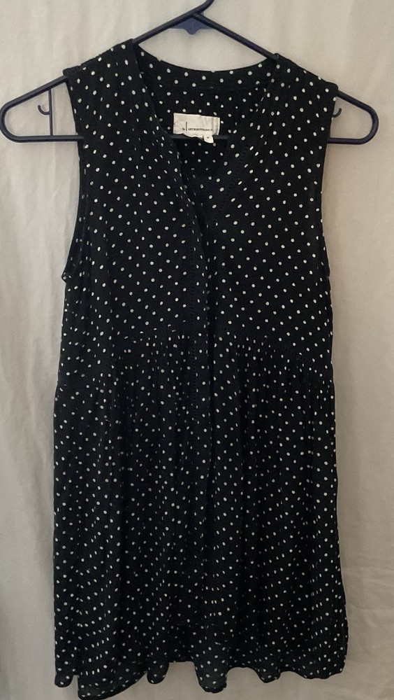 Anthropologie Nia Navy Button Front Polka Dot Tank Tunic Top Size XS