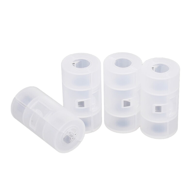4Pcs AA To Size C Converter Plastic Translucent Storage Holder