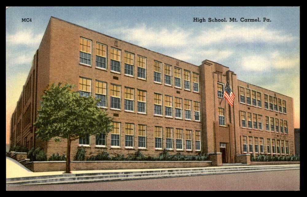 Postcard Mt. Carmel High School Building PA