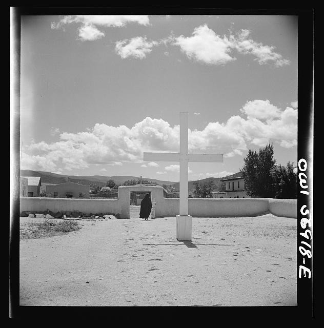 Photo:New Mexico 1930s Mission Church Cross Adobe Cloister Desert