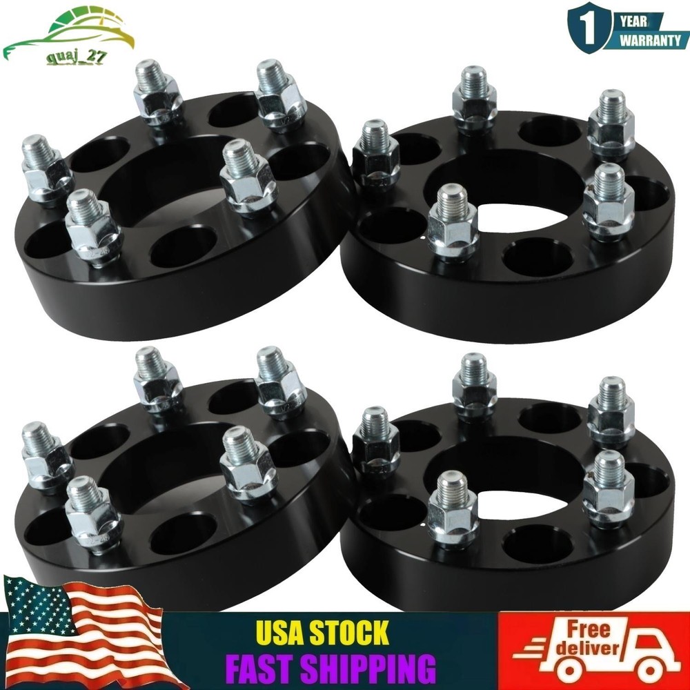 4X Wheel Spacers 1.25 inch 5x4.5 1/2-20 Studs 71.5mm Hub Bore w/o lip hub Black
