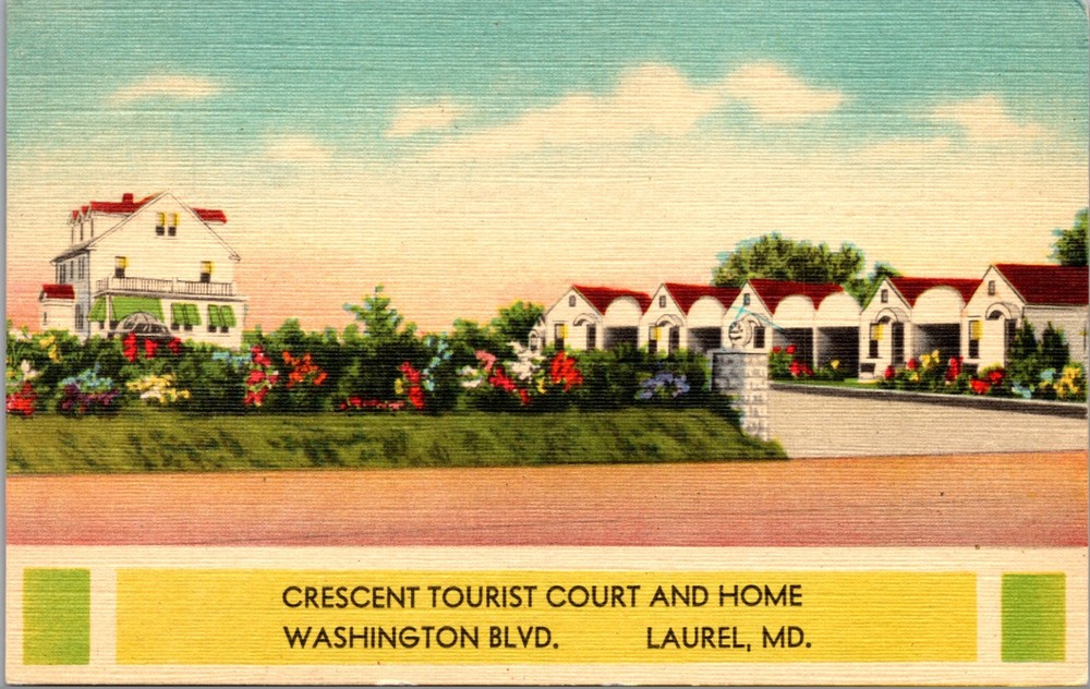 Crescent Tourist Court Laurel Maryland US Route 1 Linen Postcard
