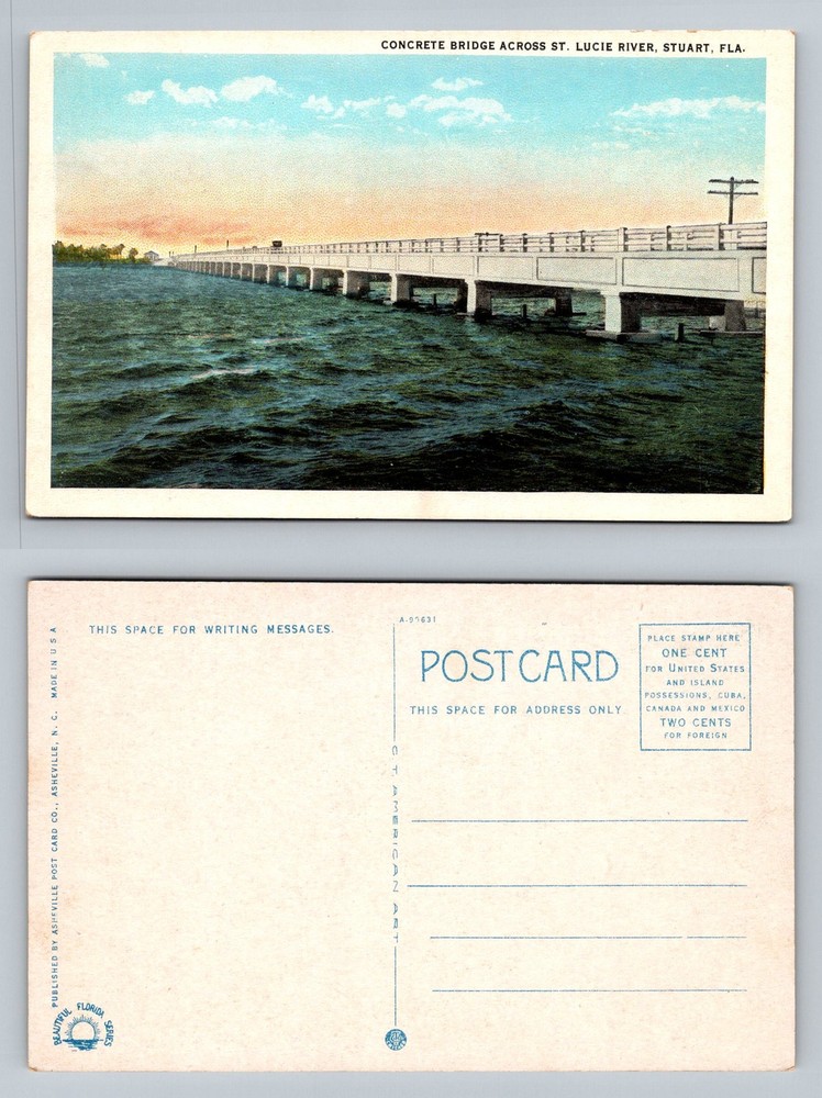 Stuart, FL-Florida, Concrete Bridge Across St. Lucie River Vintage Postcard