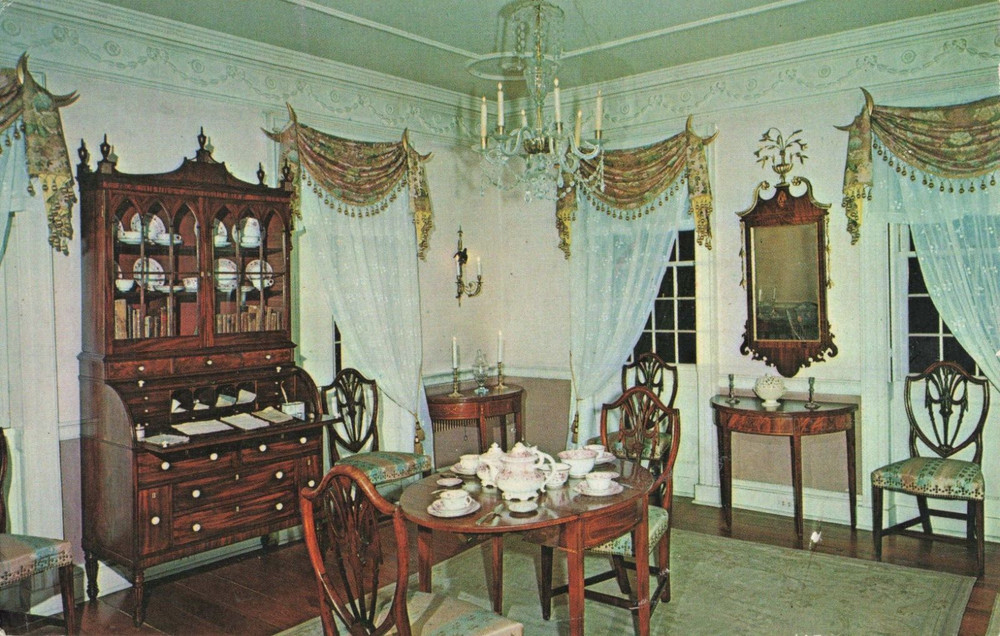Stebbins House, South Parlor - Deerfield Massachusetts MA - Postcard