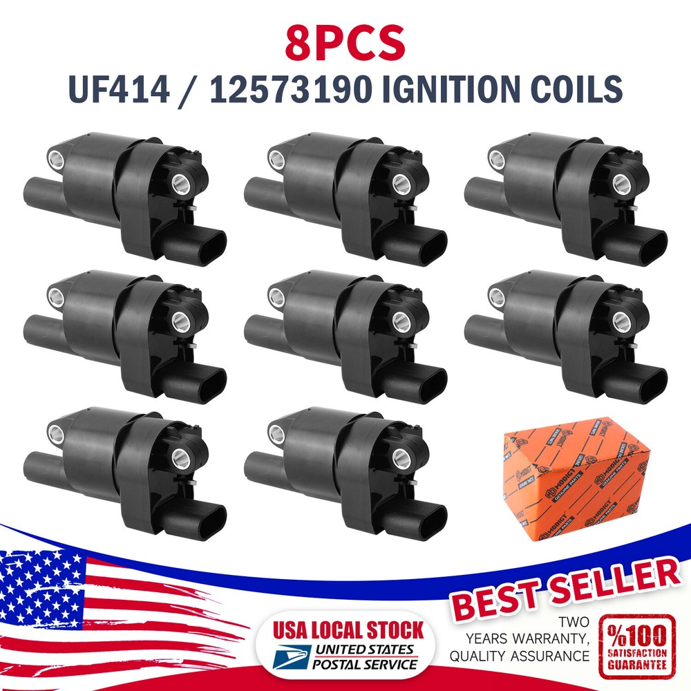 8 UF414 Round Ignition Coil for Chevy Silverado 1500 Impala Tahoe GMC Sierra
