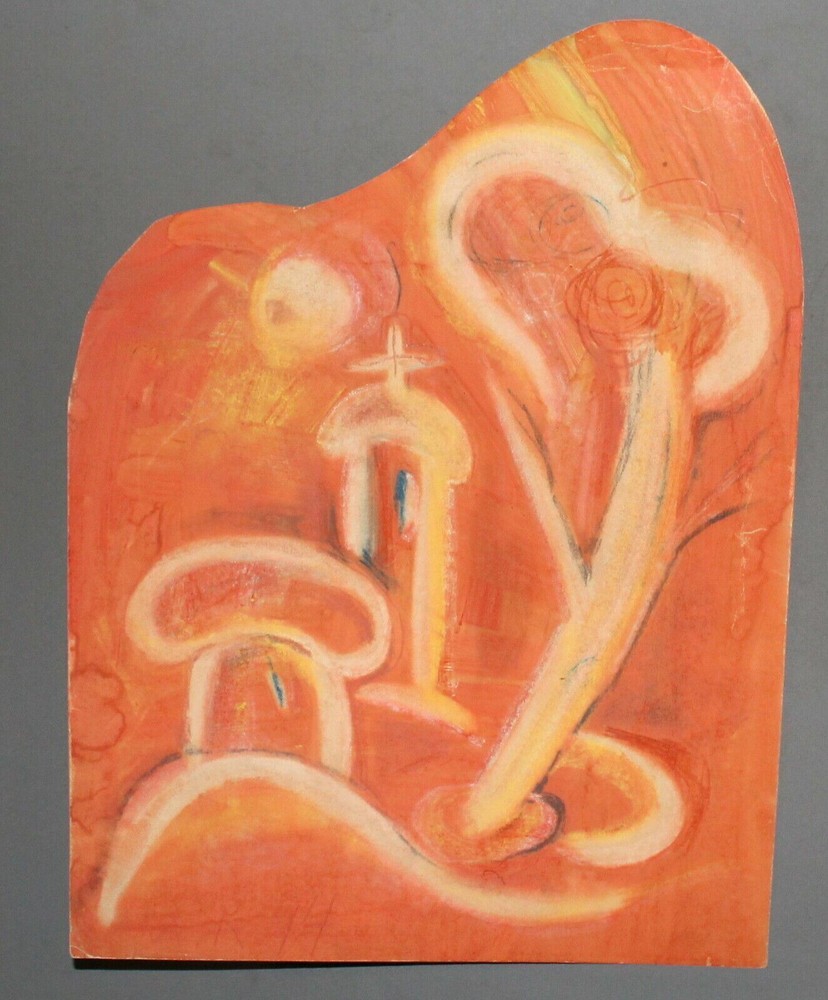 1994 abstract expressionist pastel painting landscape signed