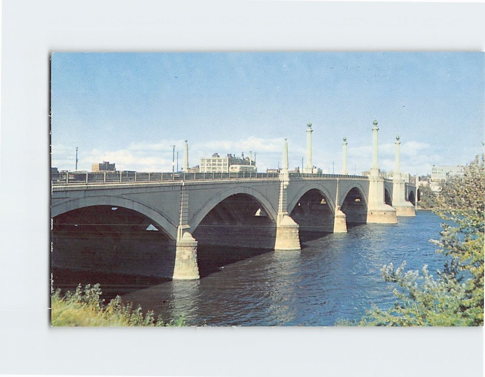 Postcard Memorial Bridge Springfield Massachusetts USA