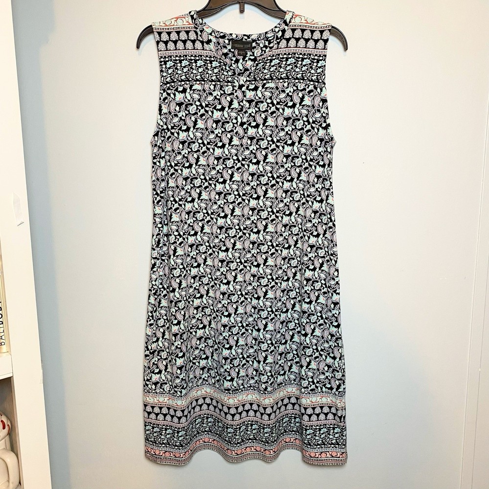 J Jill Womens Wearever Collection Sleeveless Floral Paisley Shift  Dress Sz M