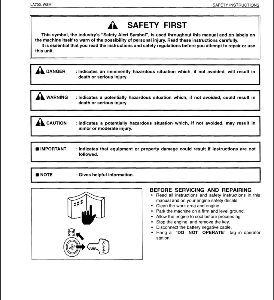 Kubota LA703 Service Repair Manual, Workshop Manual