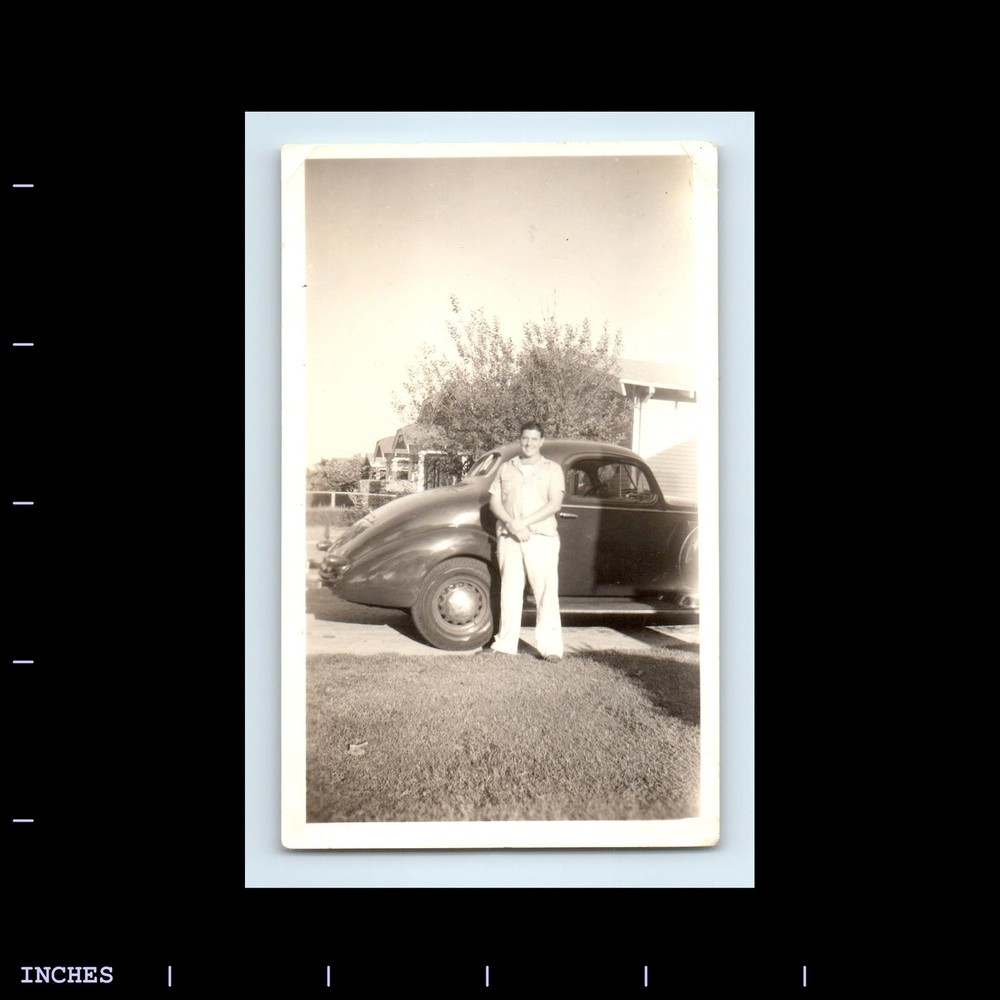 Old Vintage Photo MAN BY CLASSIC CAR