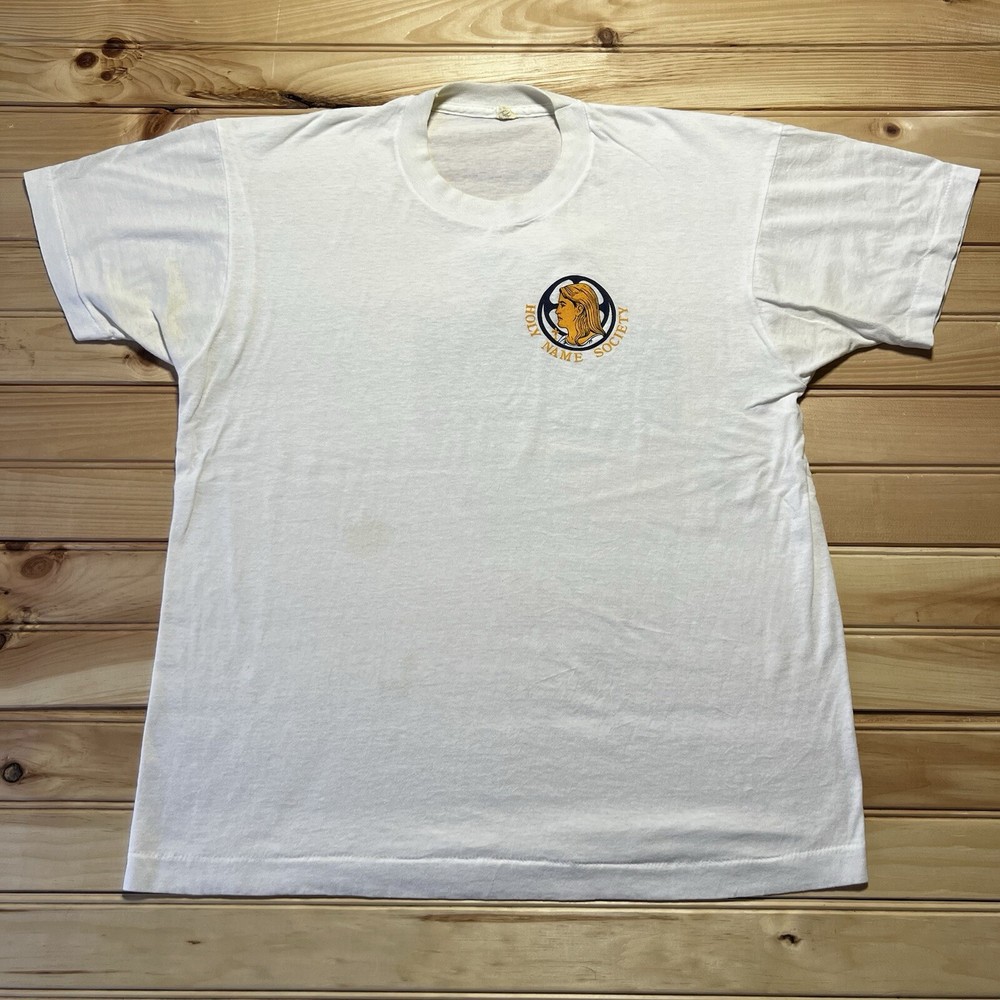 Vintage 80s Holy Name Society Roman Catholic Confraternity Shirt Size XL
