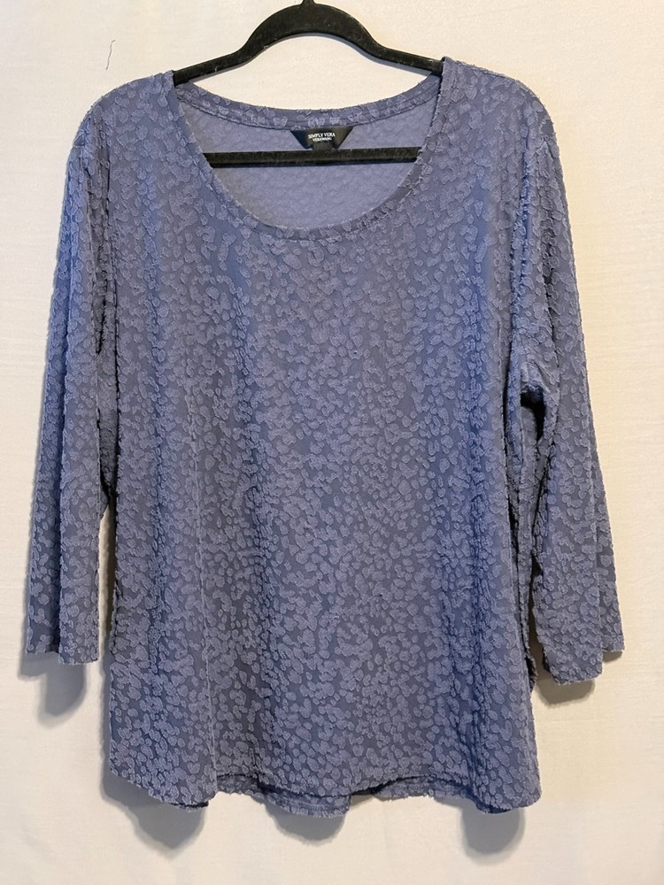 Simply Vera Wang Textured Long Sleeve Top, Women's Size XXL Periwinkle